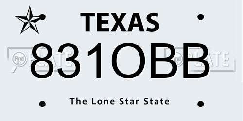 831OBB Texas License Plate