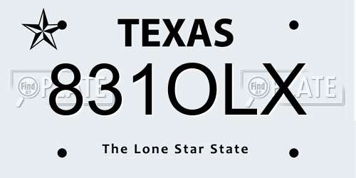 831OLX Texas License Plate