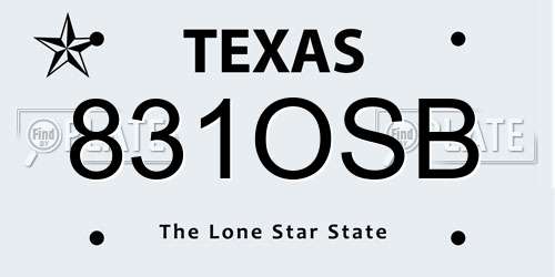 831OSB Texas License Plate
