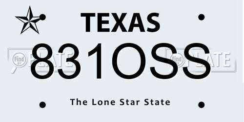 831OSS Texas License Plate