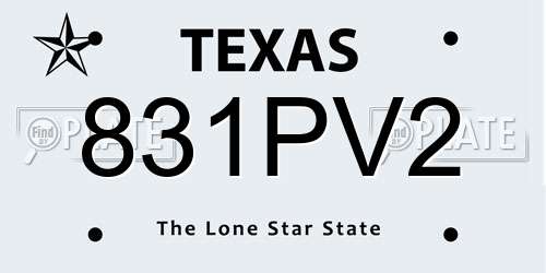 831PV2 Texas License Plate