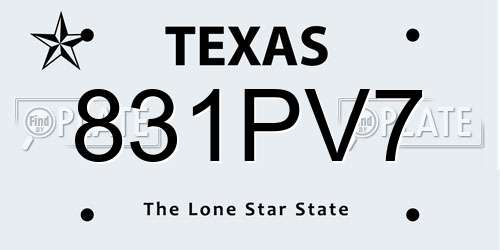 831PV7 Texas License Plate