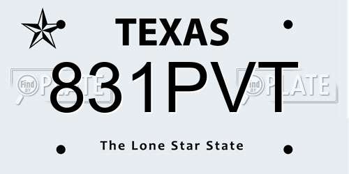 831PVT Texas License Plate