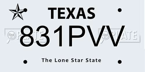 831PVV Texas License Plate