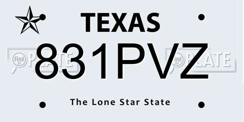 831PVZ Texas License Plate
