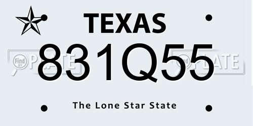 831Q55 Texas License Plate