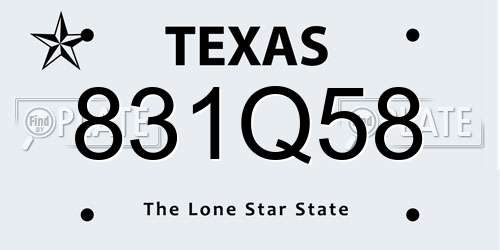 831Q58 Texas License Plate