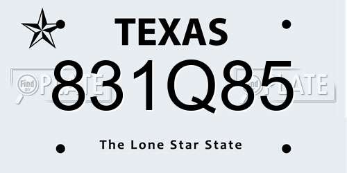 831Q85 Texas License Plate