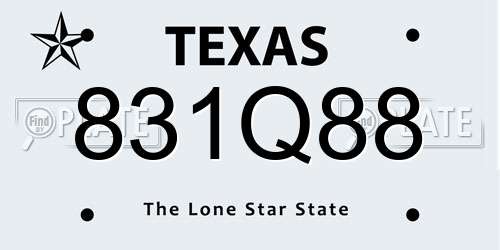 831Q88 Texas License Plate