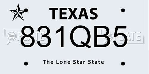 831QB5 Texas License Plate