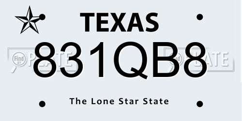 831QB8 Texas License Plate