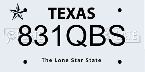 831QBS Texas License Plate