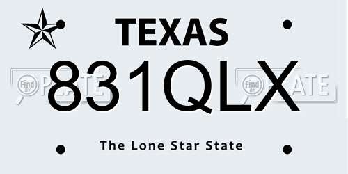 831QLX Texas License Plate