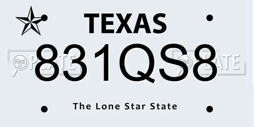 831QS8 Texas License Plate