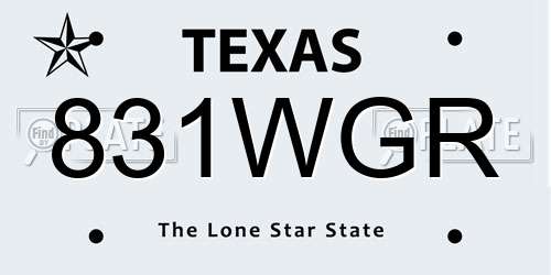 831WGR Texas License Plate