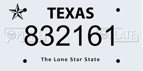 832161 Texas License Plate