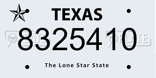 8325410 Texas License Plate