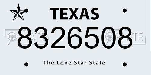 8326508 Texas License Plate