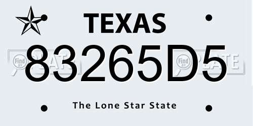 83265D5 Texas License Plate