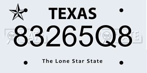 83265Q8 Texas License Plate