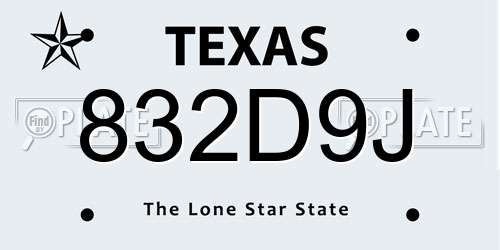 832D9J Texas License Plate