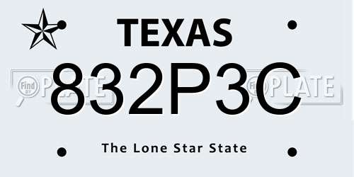 832P3C Texas License Plate