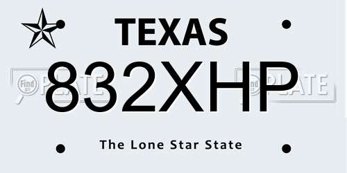 832XHP Texas License Plate