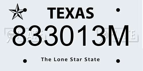 833013M Texas License Plate