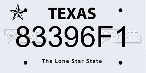 83396F1 Texas License Plate