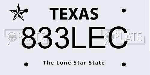 833LEC Texas License Plate