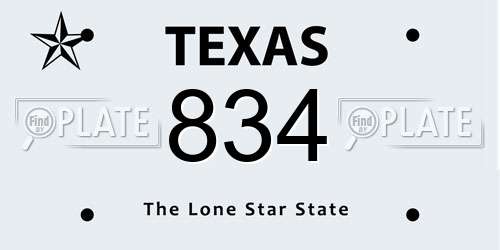 834 Texas License Plate