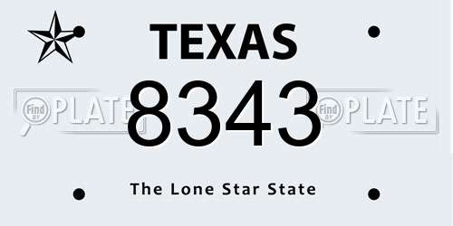 8343 Texas License Plate