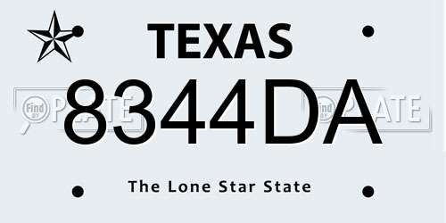 8344DA Texas License Plate