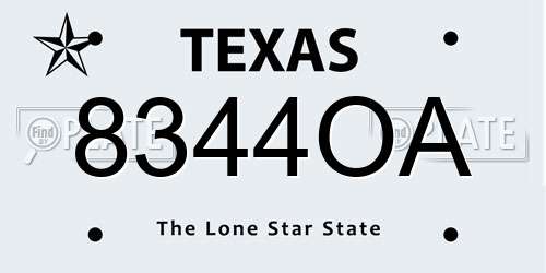 8344OA Texas License Plate