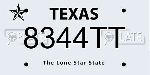 8344TT Texas License Plate