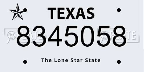 8345058 Texas License Plate