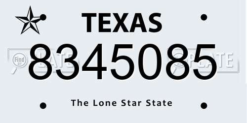 8345085 Texas License Plate