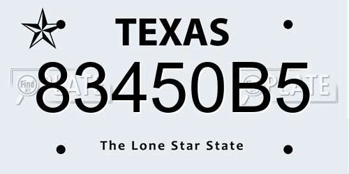 83450B5 Texas License Plate