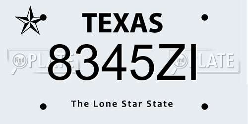 8345ZI Texas License Plate