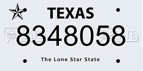 8348058 Texas License Plate