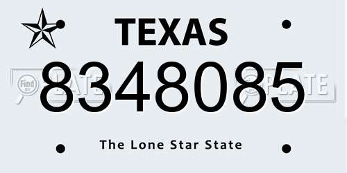 8348085 Texas License Plate