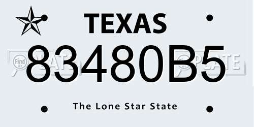 83480B5 Texas License Plate