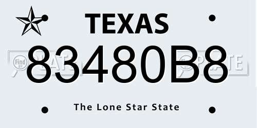 83480B8 Texas License Plate