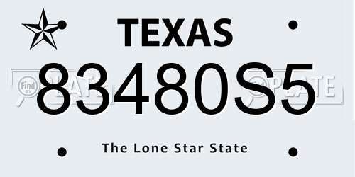 83480S5 Texas License Plate