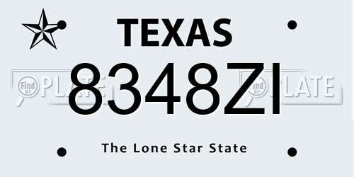 8348ZI Texas License Plate