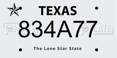 834A77 Texas License Plate
