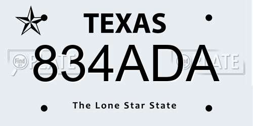 834ADA Texas License Plate