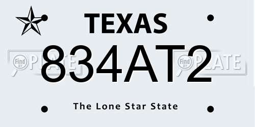 834AT2 Texas License Plate