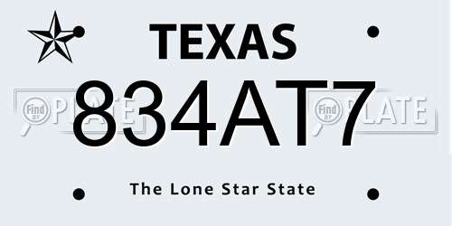 834AT7 Texas License Plate