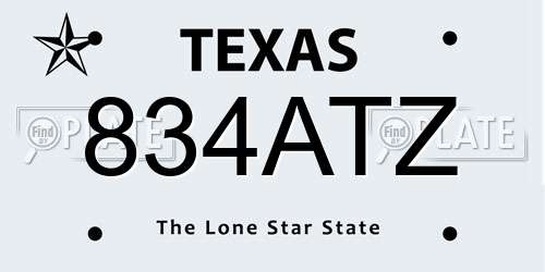 834ATZ Texas License Plate